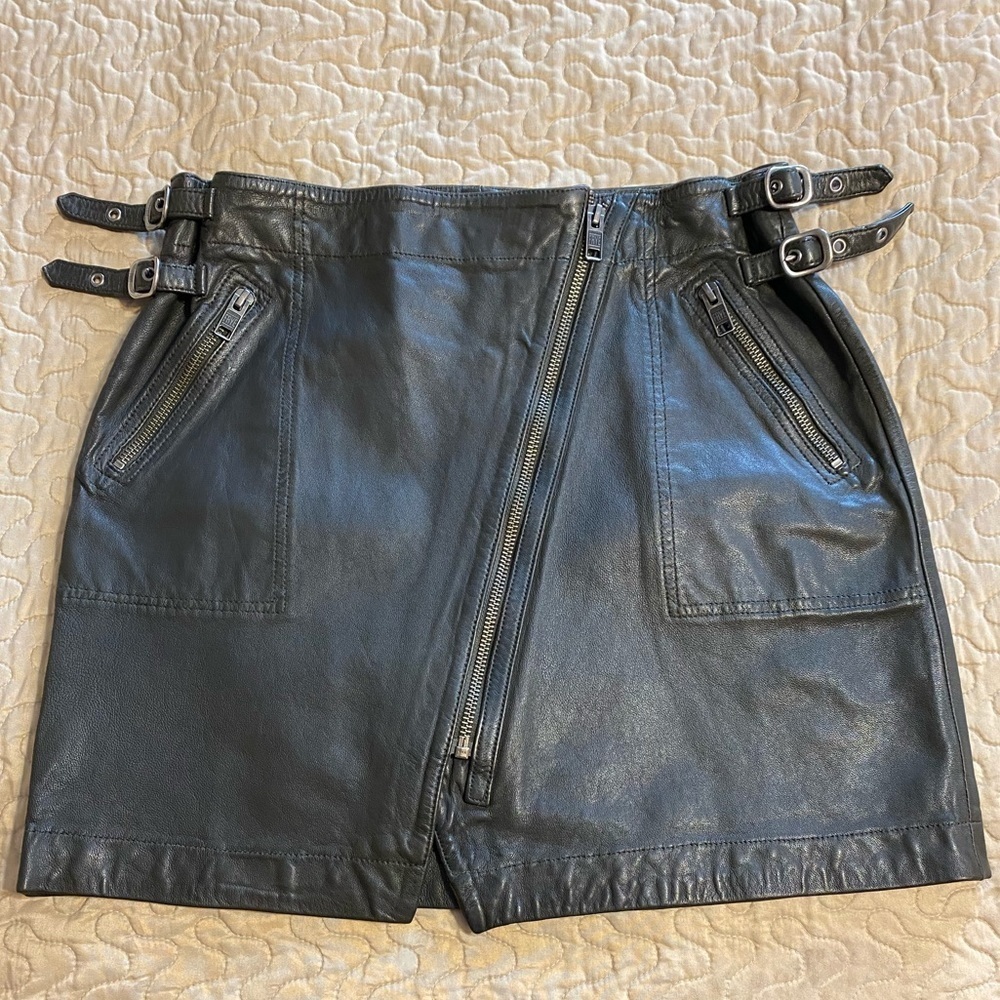 “FRYE” Diya Leather Moto Mini Skirt - Picture 8 of 16
